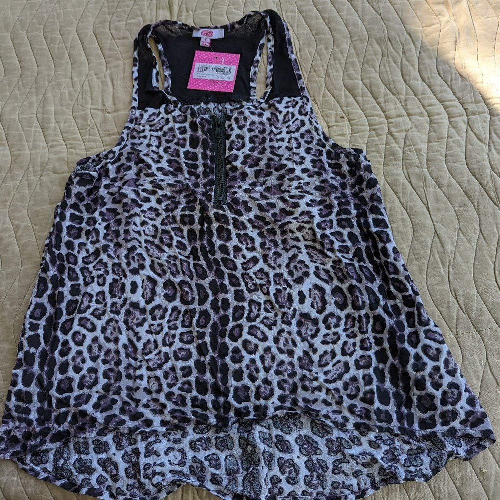 Womens Mesh Detail Print Chiffon Top Size 8